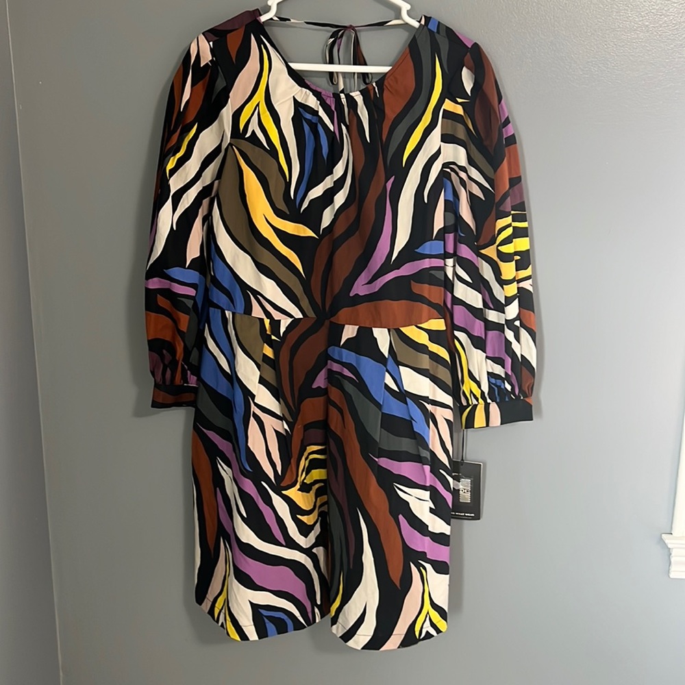 Who What Wear colorful animal print puff sleeve mini dress